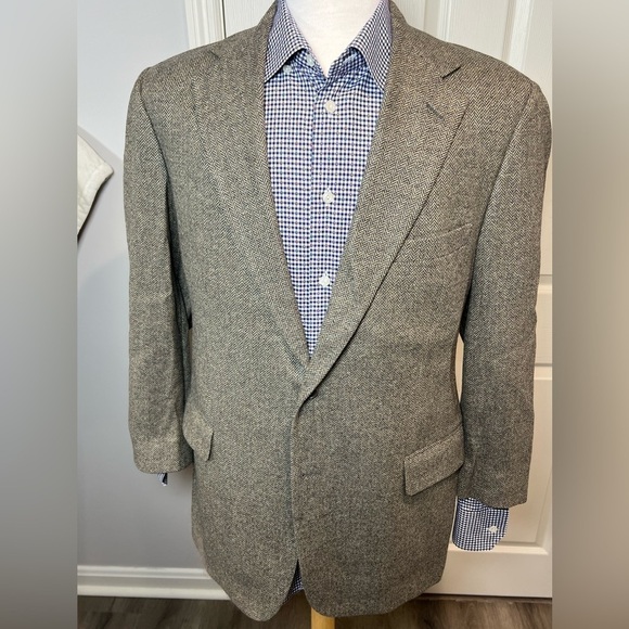 Brooks Brothers 43R Made in Italy Tweed Herringbone 100% Lambswool Sport Coat - Picture 2 of 16